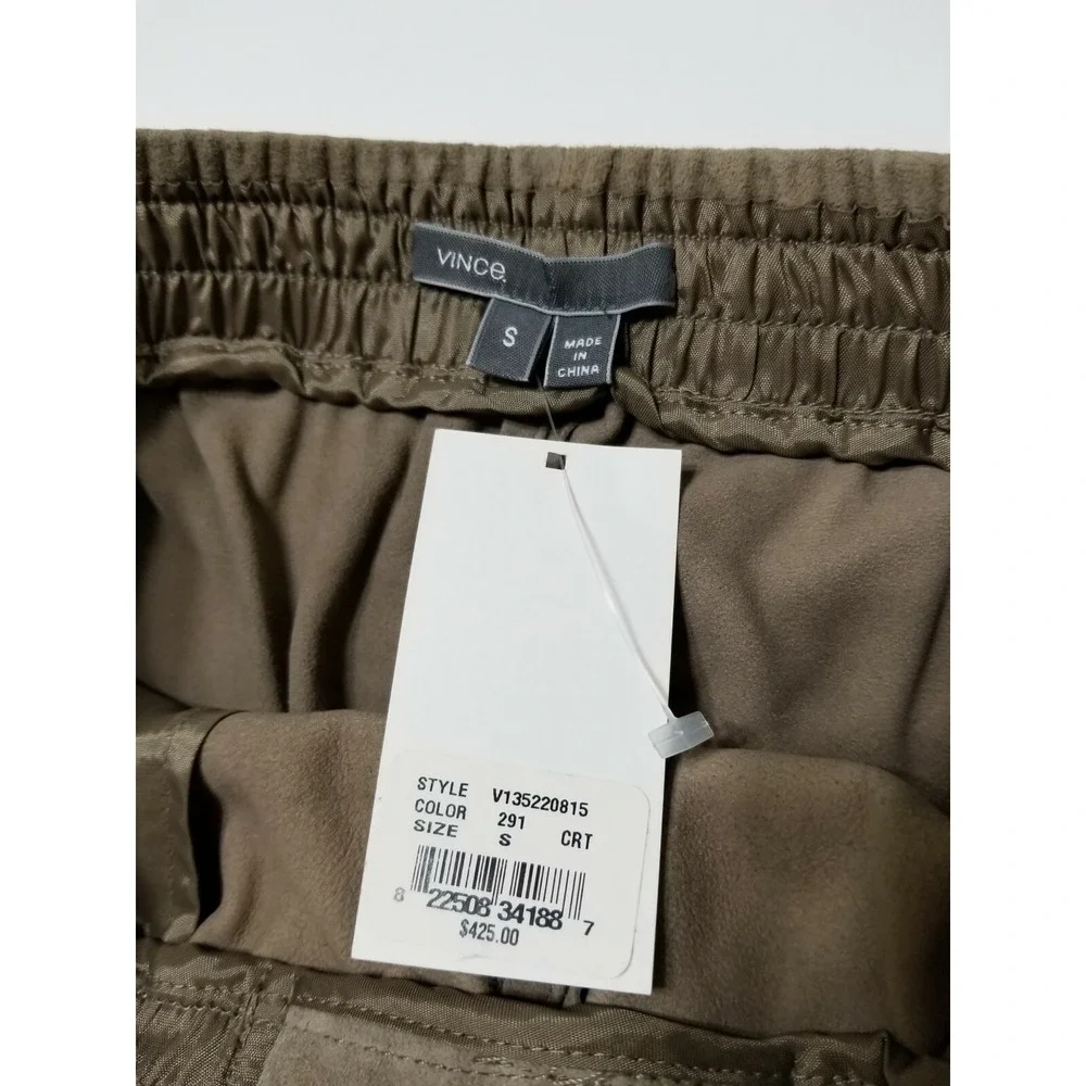 Vince Suede Leather Drawstring Boxer Shorts Concrete Beige NWT Size S $425 - Picture 9 of 11